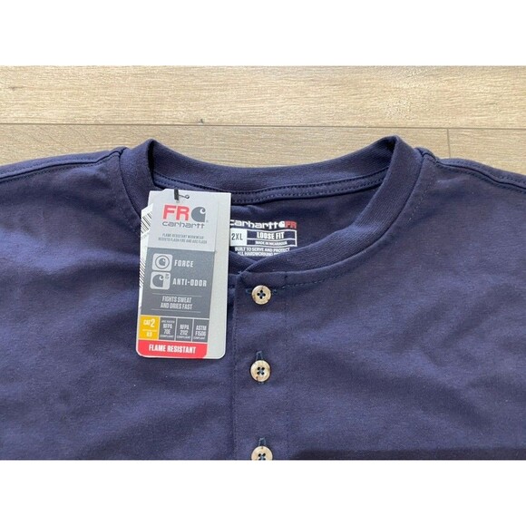 Carhartt Force FR Mens XXL Navy Blue Flame Resistant Long Sleeve Cat2 Pocket - Picture 3 of 9